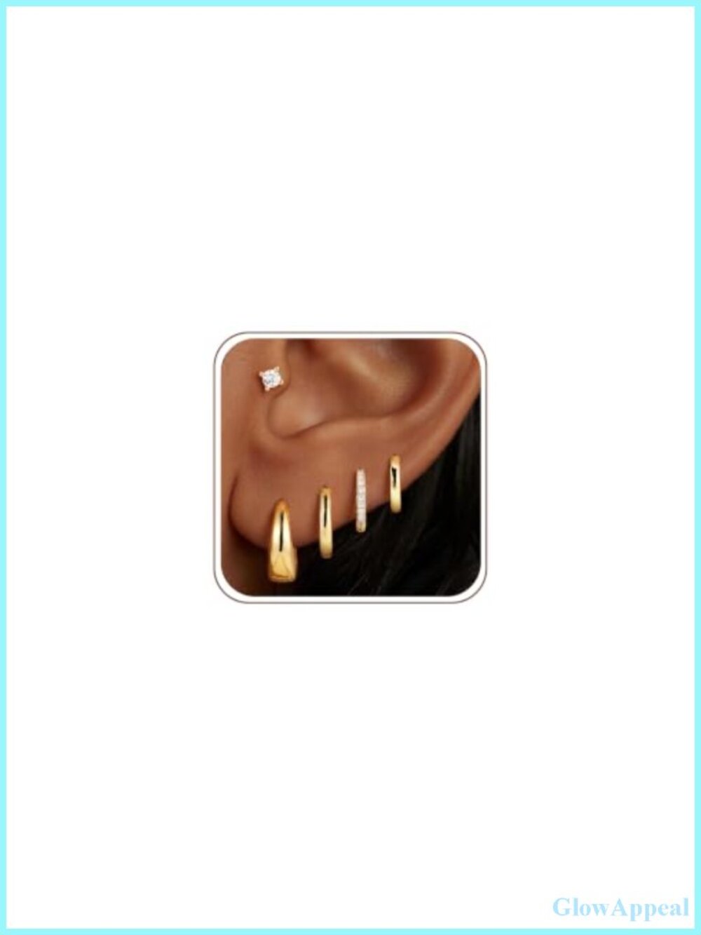 10mm 14k Gold Plated Hoop Earring Set Hypoallergenic for Sensitive Ears, 5 Pair